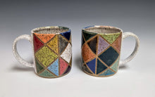 Load image into Gallery viewer, Alternate views of rainbow patchwork mugs; sold individually
