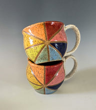 Load image into Gallery viewer, Stacked rainbow pinwheel mugs; sold individually
