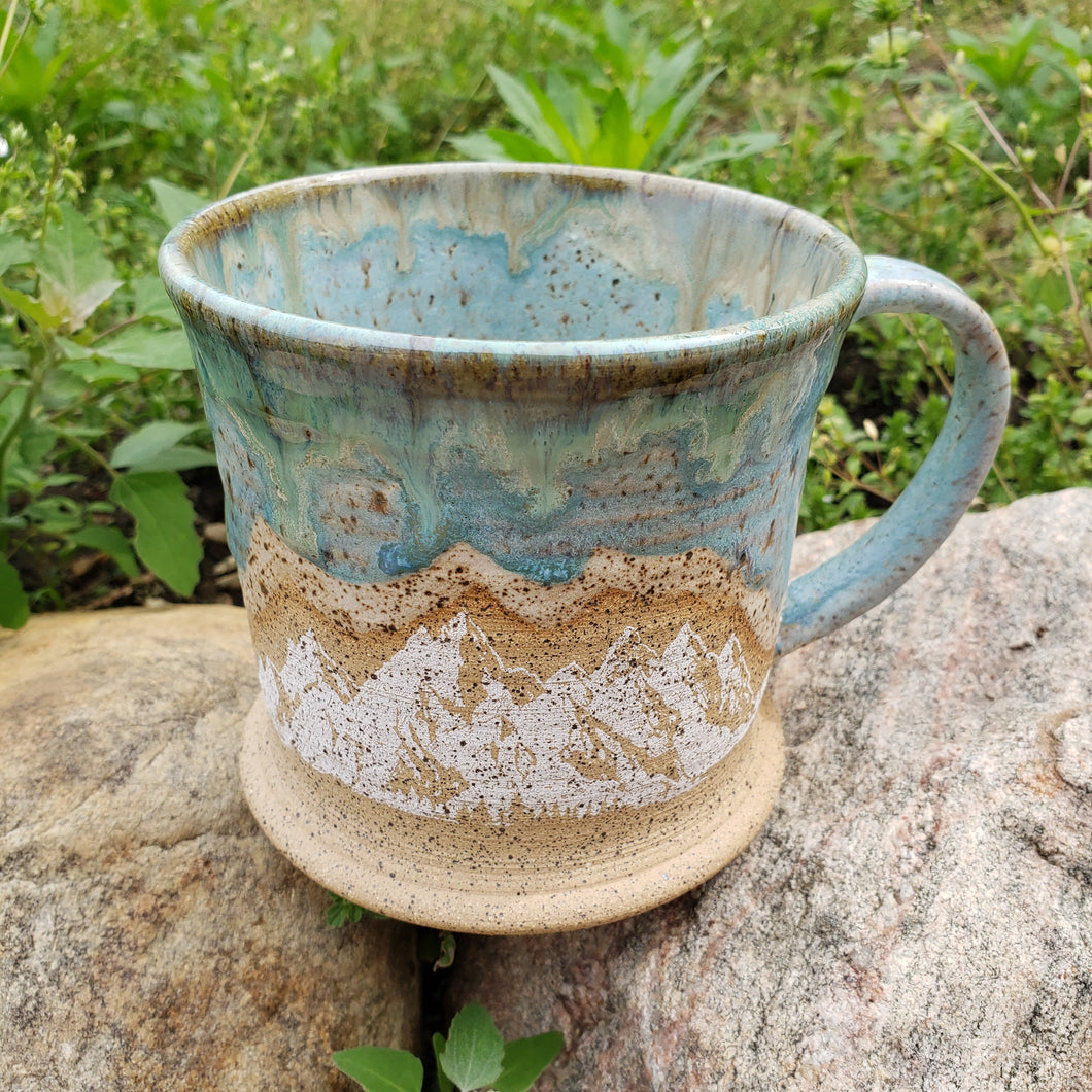 Icy blue mountian mug
